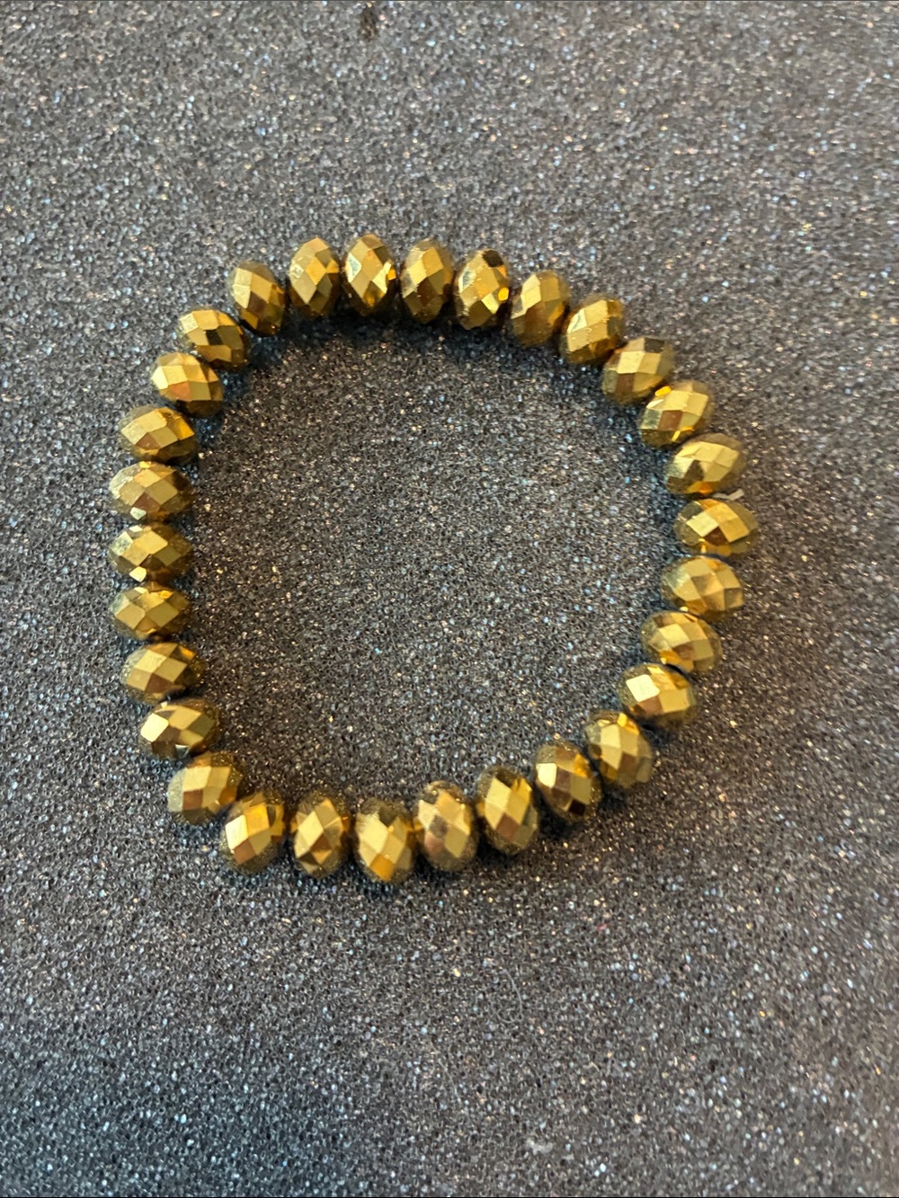 Faceted Metallic Gold Bead Stretch Bracelet